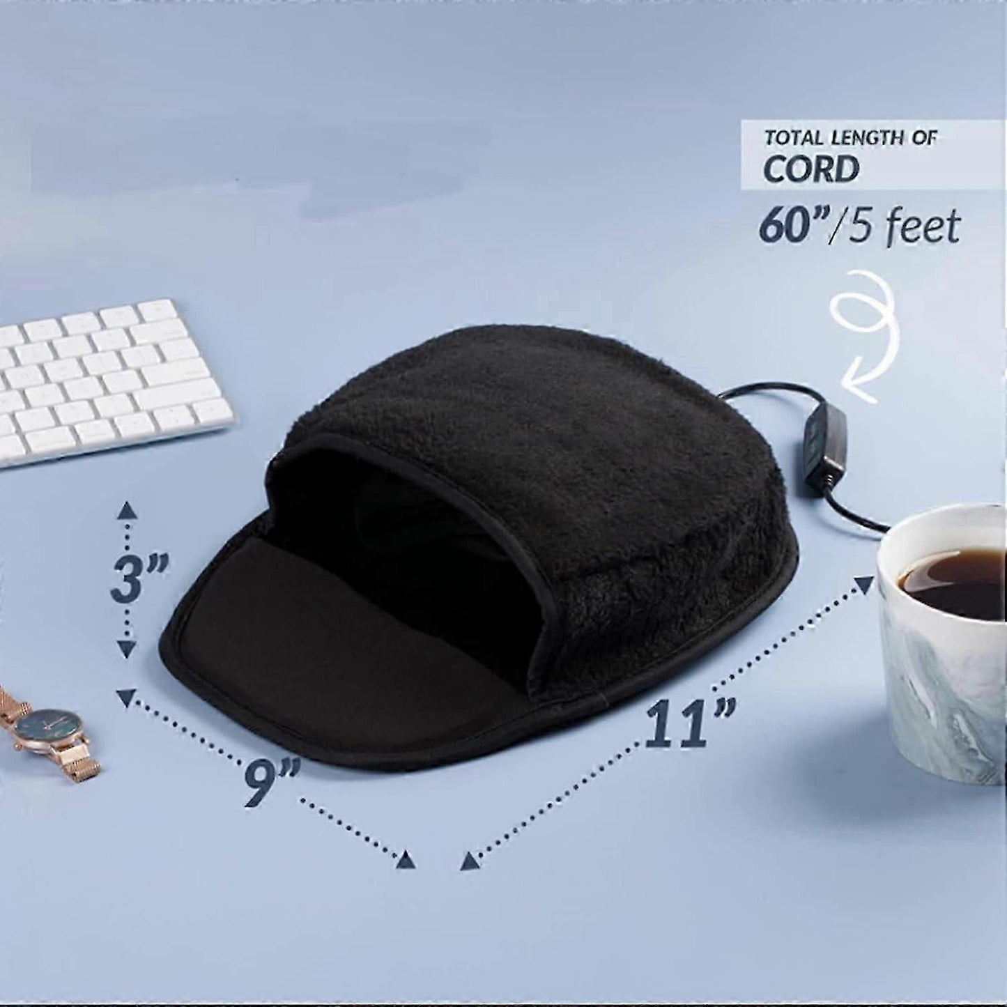 USB Electric Heated Mouse Pad Hand Warmer - Reusable, 3 Temperatures V1263-JX-6010
