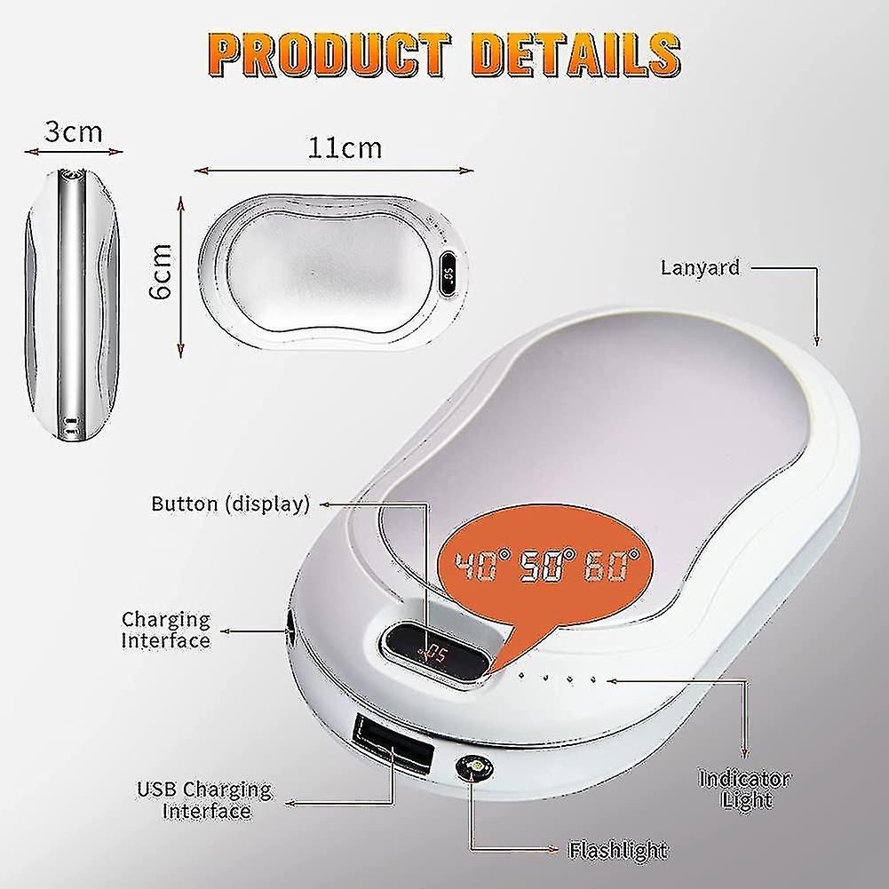 10000mAh USB Rechargeable Electric Hand Warmer & Power Bank V1263-JX-6012