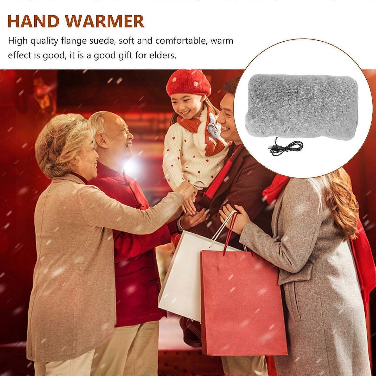USB Rechargeable Flannel Hand Warmer for Winter - Elderly Friendly V1263-JX-6015