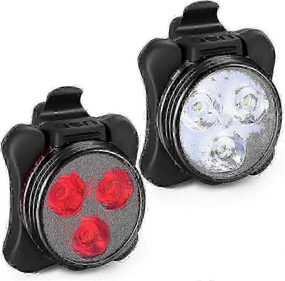 USB Rechargeable Bike Light Set - Front & Rear, 4 Modes V1263-JX-6017