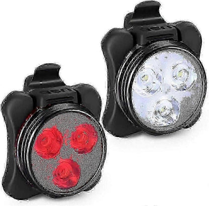 USB Rechargeable Bike Light Set - Front & Rear, 4 Modes V1263-JX-6017