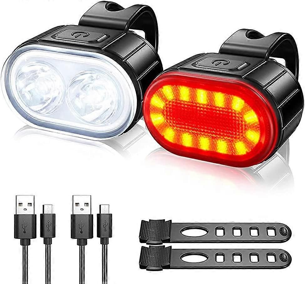IPX4 Waterproof USB Rechargeable Bike Light Set - Front & Rear for Road Bike V1263-JX-6019