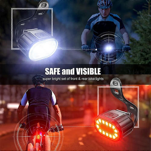 IPX4 Waterproof USB Rechargeable Bike Light Set - Front & Rear for Road Bike V1263-JX-6019