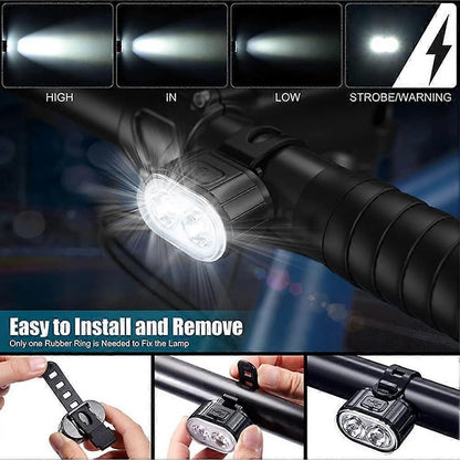 IPX4 Waterproof USB Rechargeable Bike Light Set - Front & Rear for Road Bike V1263-JX-6019