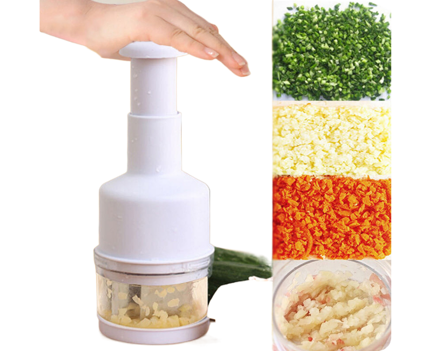 Garlic Grater Manual Multifunctional Stainless Steel Garlic Onion Food Chopper for Kitchen-White V1263-JX-602