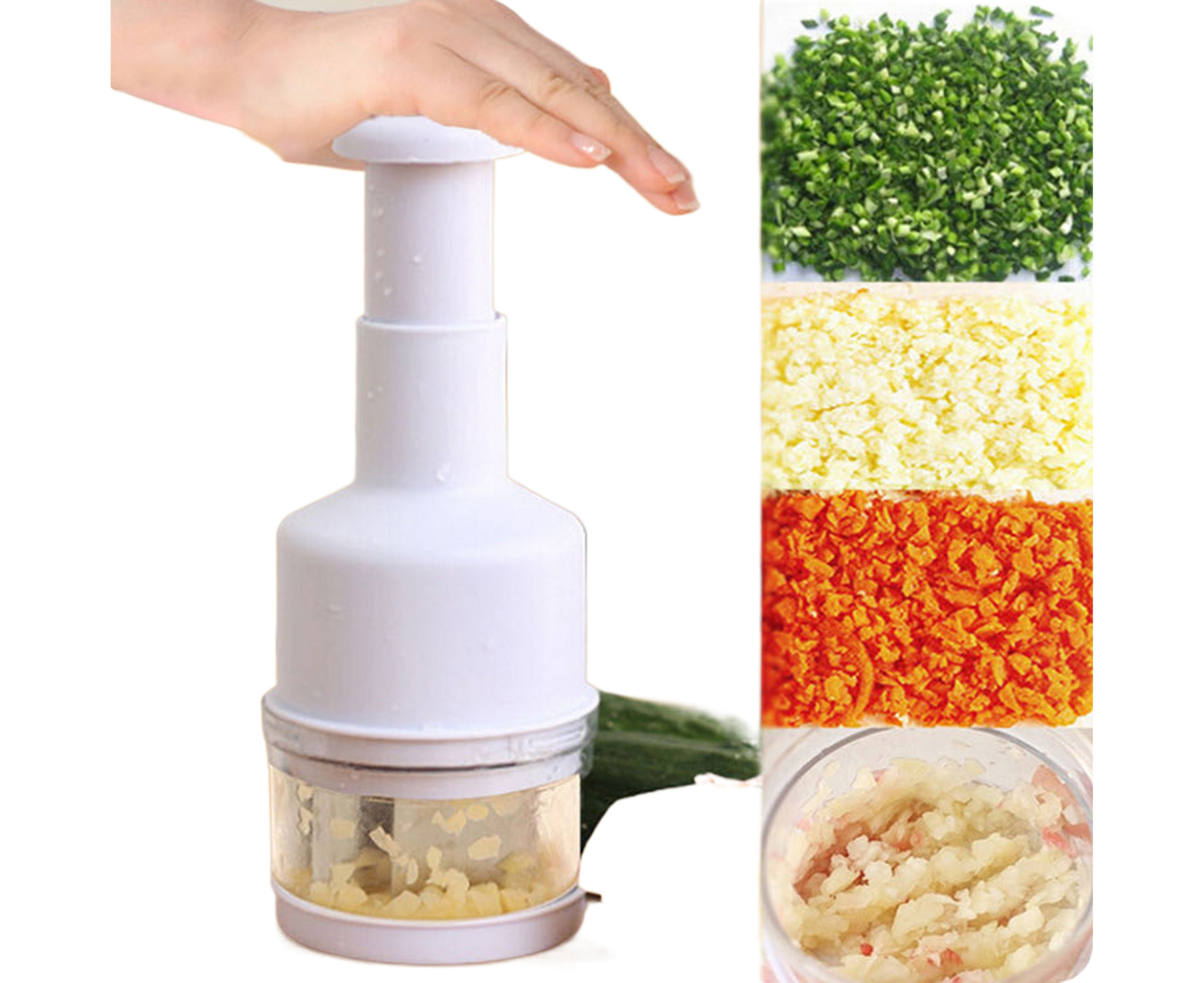Garlic Grater Manual Multifunctional Stainless Steel Garlic Onion Food Chopper for Kitchen-White V1263-JX-602