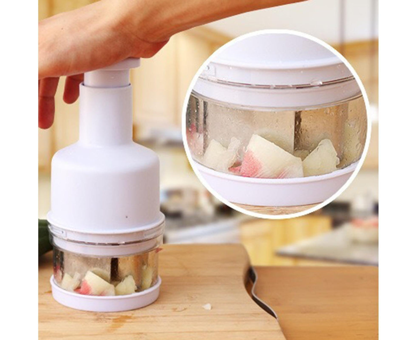 Garlic Grater Manual Multifunctional Stainless Steel Garlic Onion Food Chopper for Kitchen-White V1263-JX-602