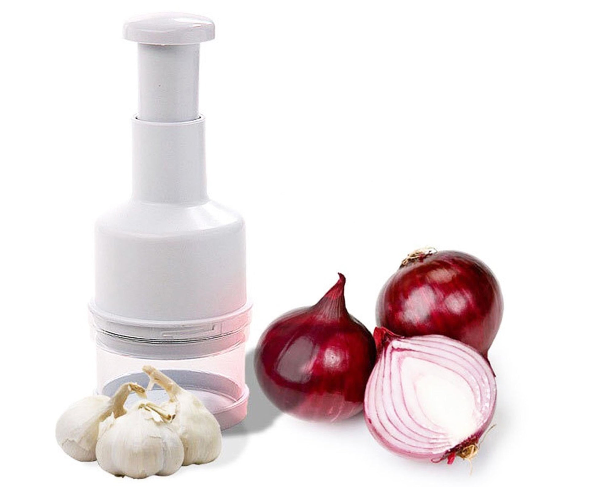 Garlic Grater Manual Multifunctional Stainless Steel Garlic Onion Food Chopper for Kitchen-White V1263-JX-602