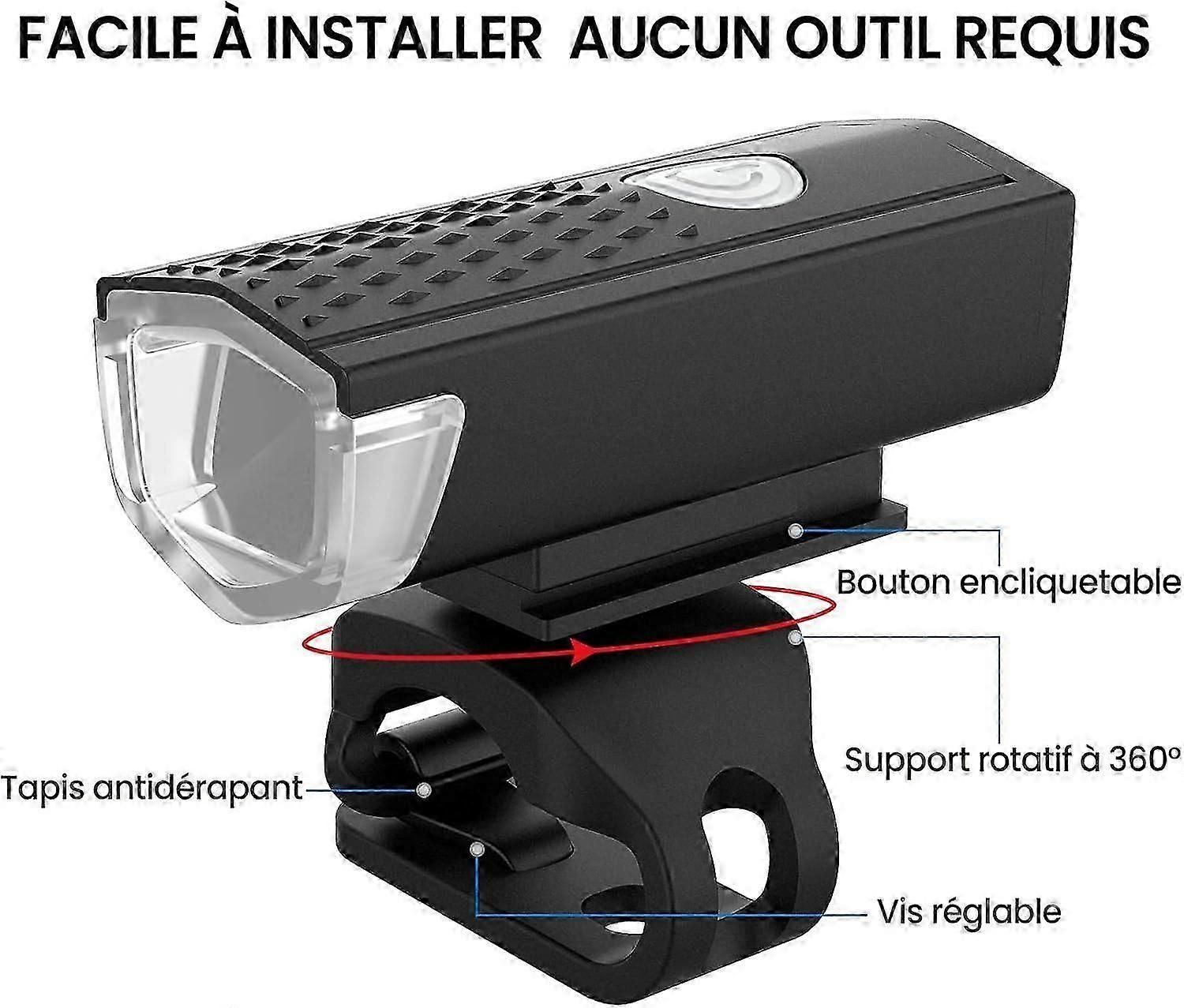 USB Rechargeable LED Bike Front Light - Waterproof, 5 Modes, for All Bikes V1263-JX-6021
