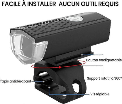 USB Rechargeable LED Bike Front Light - Waterproof, 5 Modes, for All Bikes V1263-JX-6021