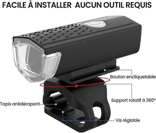 USB Rechargeable LED Bike Front Light - Waterproof, 5 Modes, for All Bikes V1263-JX-6021
