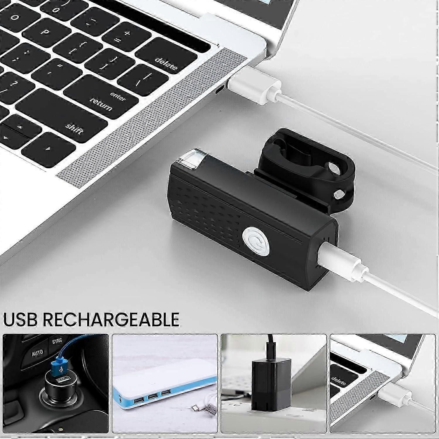 USB Rechargeable LED Bike Front Light - Waterproof, 5 Modes, for All Bikes V1263-JX-6021