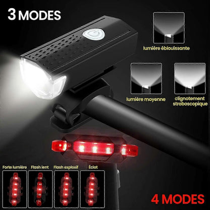 USB Rechargeable LED Bike Front Light - Waterproof, 5 Modes, for All Bikes V1263-JX-6021