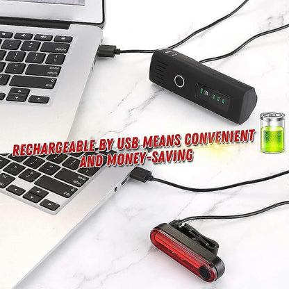 USB Rechargeable Bike Light Set - LED Front & Tail Light V1263-JX-6023