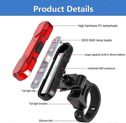 LED Rear Bike Tail Light - USB Rechargeable, 4 Modes, for MTB/Dog/Backpack V1263-JX-6024