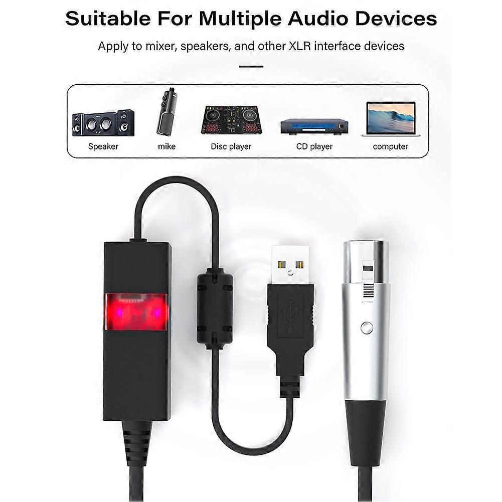 XLR to USB Cable - Recording Cable for Microphone, Coaxial Adapter V1263-JX-6026