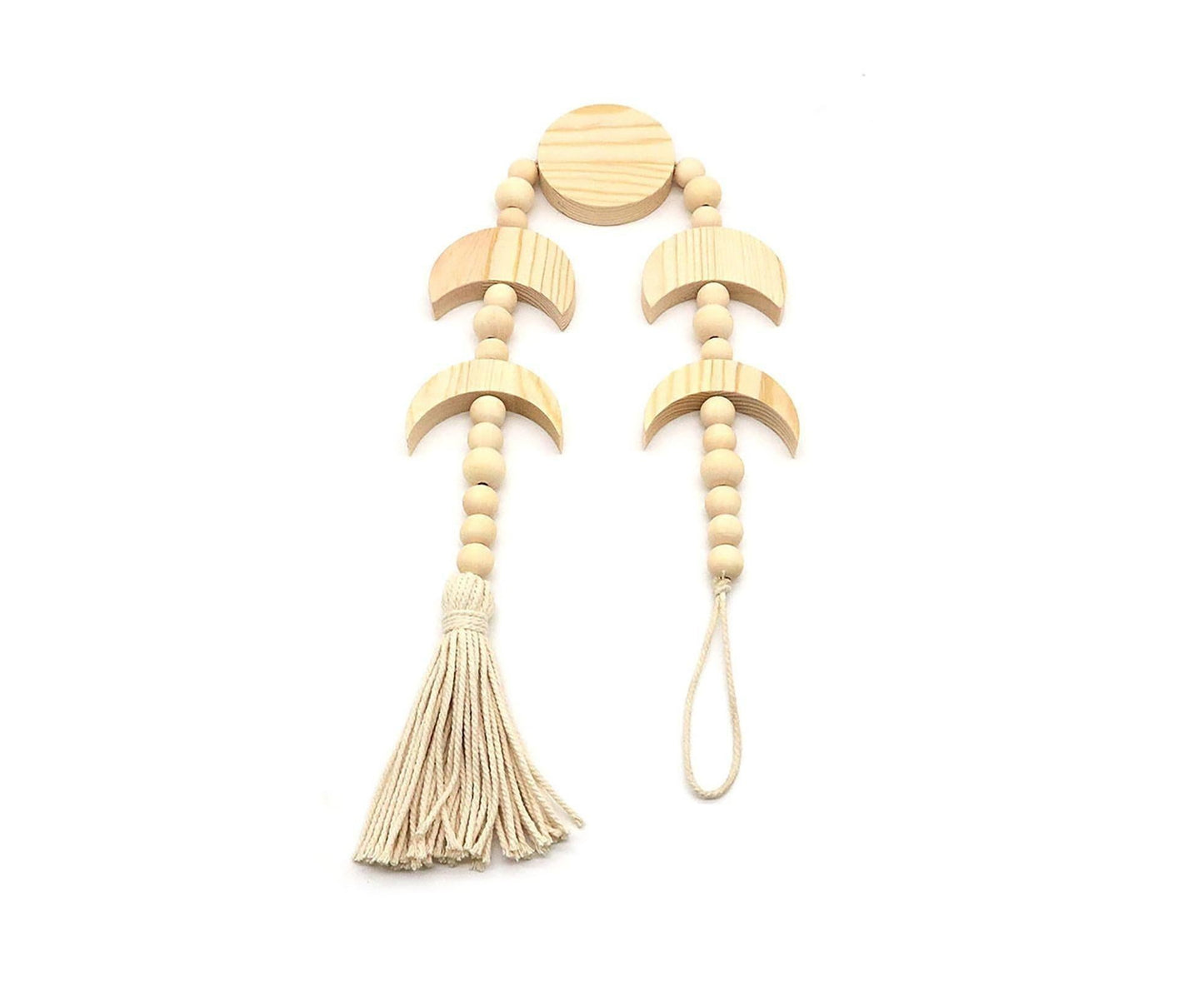 Wall Pendant Decorative Nordic Style Moon Sun Design Handmade Wall Hanging Decor for Dorm-Beige V1263-JX-603