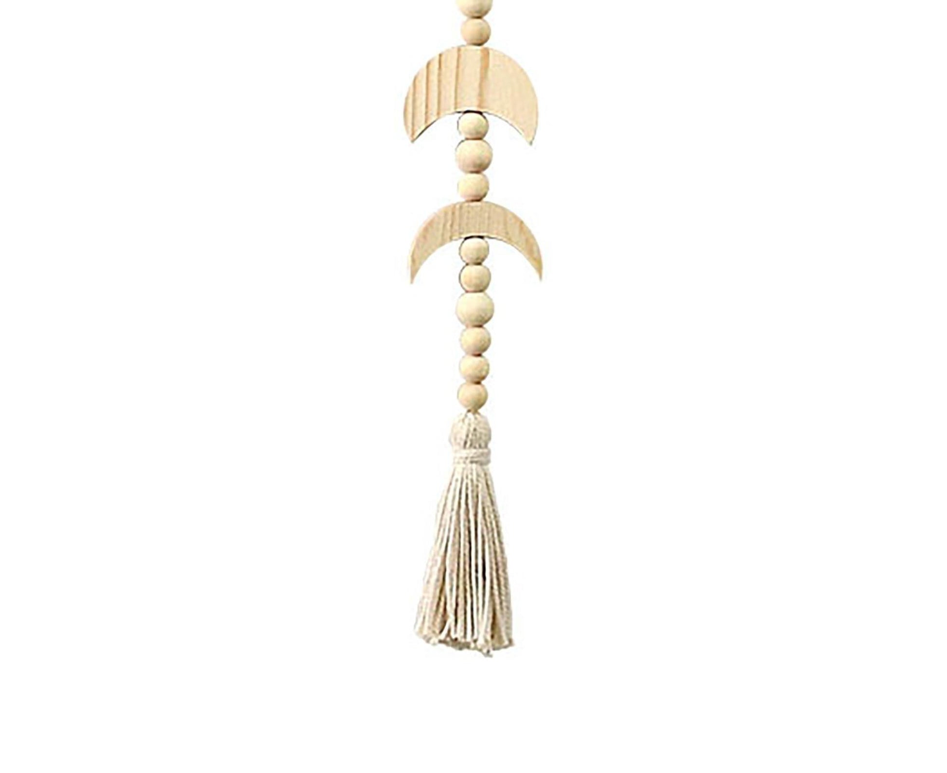 Wall Pendant Decorative Nordic Style Moon Sun Design Handmade Wall Hanging Decor for Dorm-Beige V1263-JX-603