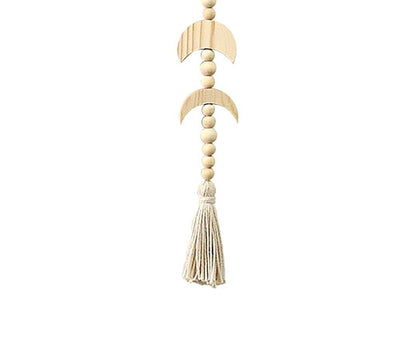Wall Pendant Decorative Nordic Style Moon Sun Design Handmade Wall Hanging Decor for Dorm-Beige V1263-JX-603