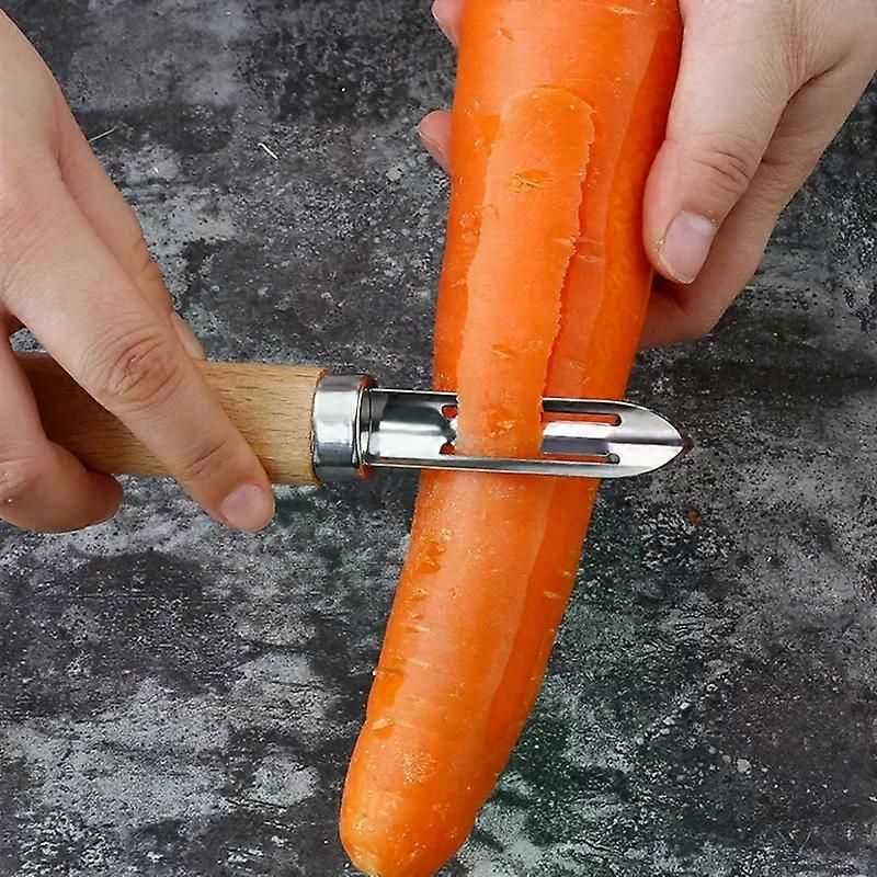 Stainless Steel Peeler with Wooden Handle - for Fruit & Vegetable (Tomato/Pear/Apple/Potato) V1263-JX-6035