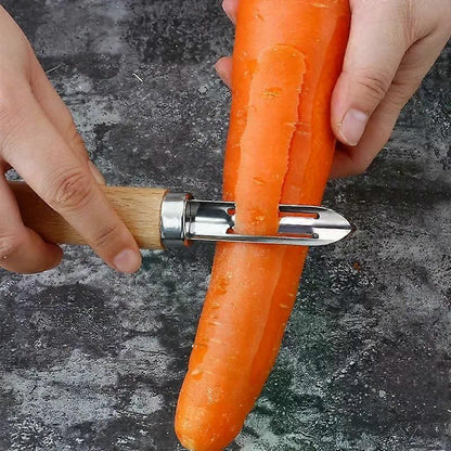 Stainless Steel Peeler with Wooden Handle - for Fruit & Vegetable (Tomato/Pear/Apple/Potato) V1263-JX-6035