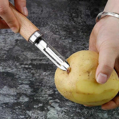 Stainless Steel Peeler with Wooden Handle - for Fruit & Vegetable (Tomato/Pear/Apple/Potato) V1263-JX-6035