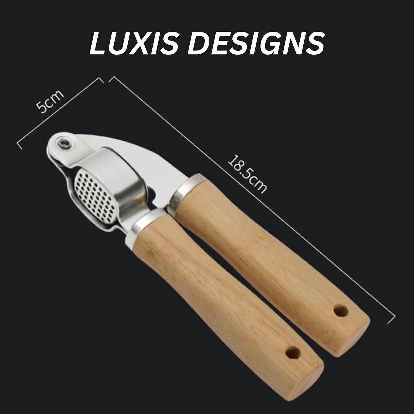 Garlic Press & Mincer Set - Rust-Proof Bowl, Dishwasher Secure, Wooden Peeler Included V1263-JX-6036