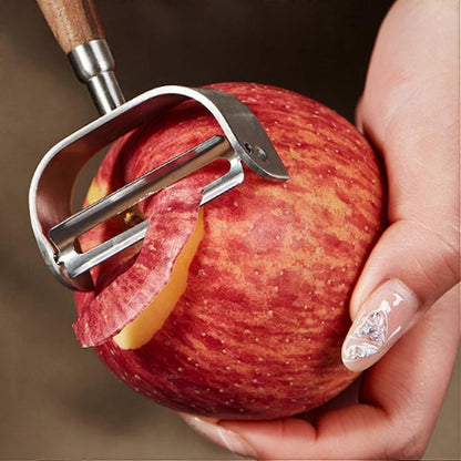 Y-Shaped Peeler with Wooden Handle - Stainless Steel Blade, Multifunctional V1263-JX-6037