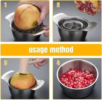 Pomegranate Peeler & Seeder Tool - Stainless Steel, with Bowl and Wooden Hammer V1263-JX-6039