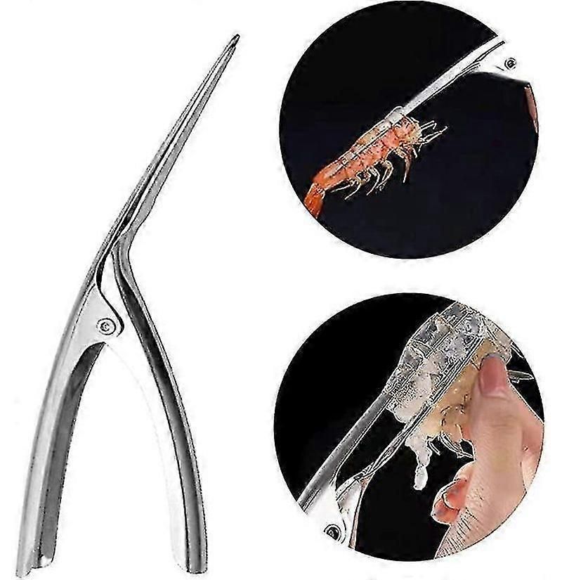 2pcs Stainless Steel Shrimp Cleaner & Deveiner - Wooden Handle, for Shrimp/Crayfish/Lobster V1263-JX-6040