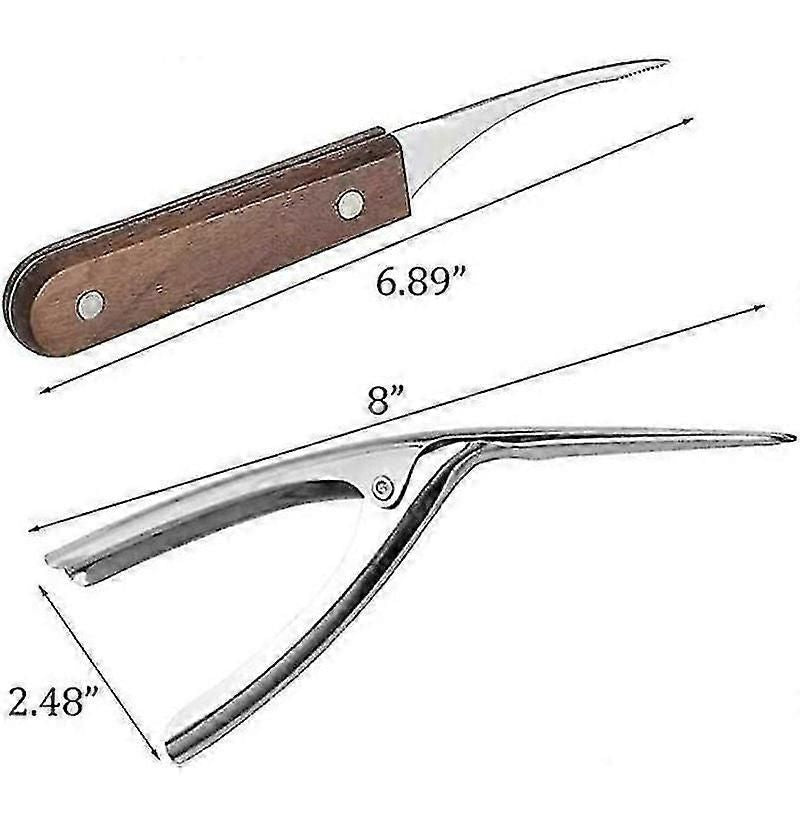 2pcs Stainless Steel Shrimp Cleaner & Deveiner - Wooden Handle, for Shrimp/Crayfish/Lobster V1263-JX-6040