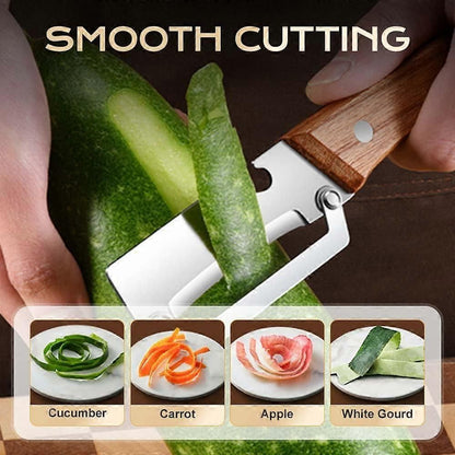 Vegetable Peeler with Bottle Opener - Razor-Sharp Stainless Blade, Ergonomic Wooden Handle V1263-JX-6041