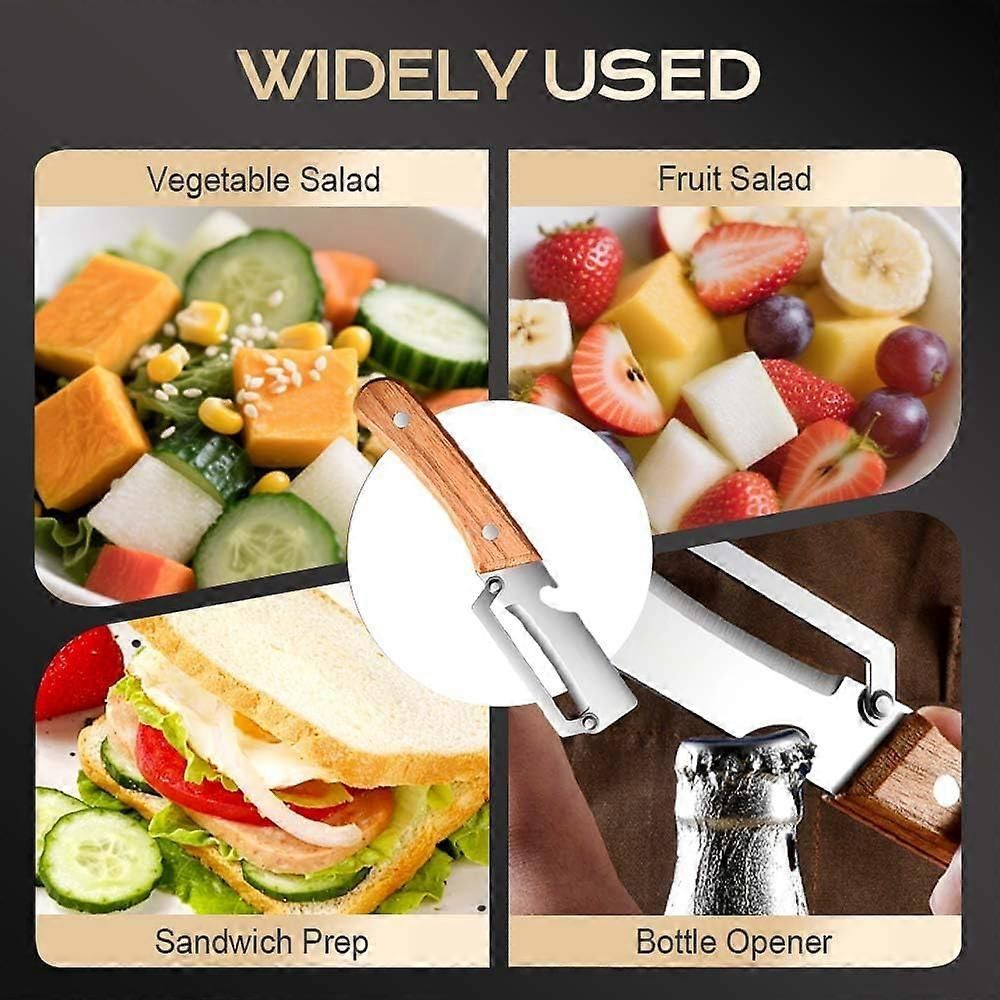 Vegetable Peeler with Bottle Opener - Razor-Sharp Stainless Blade, Ergonomic Wooden Handle V1263-JX-6041