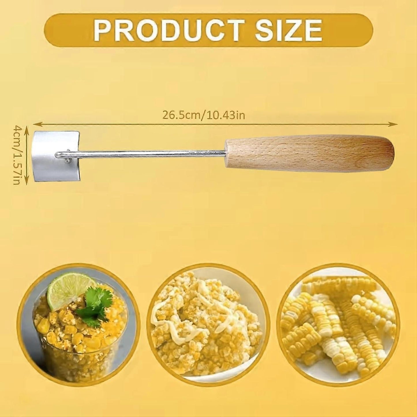 2PCS Stainless Steel Corn Stripper with Wooden Handle - Fast Kernel Removal V1263-JX-6043