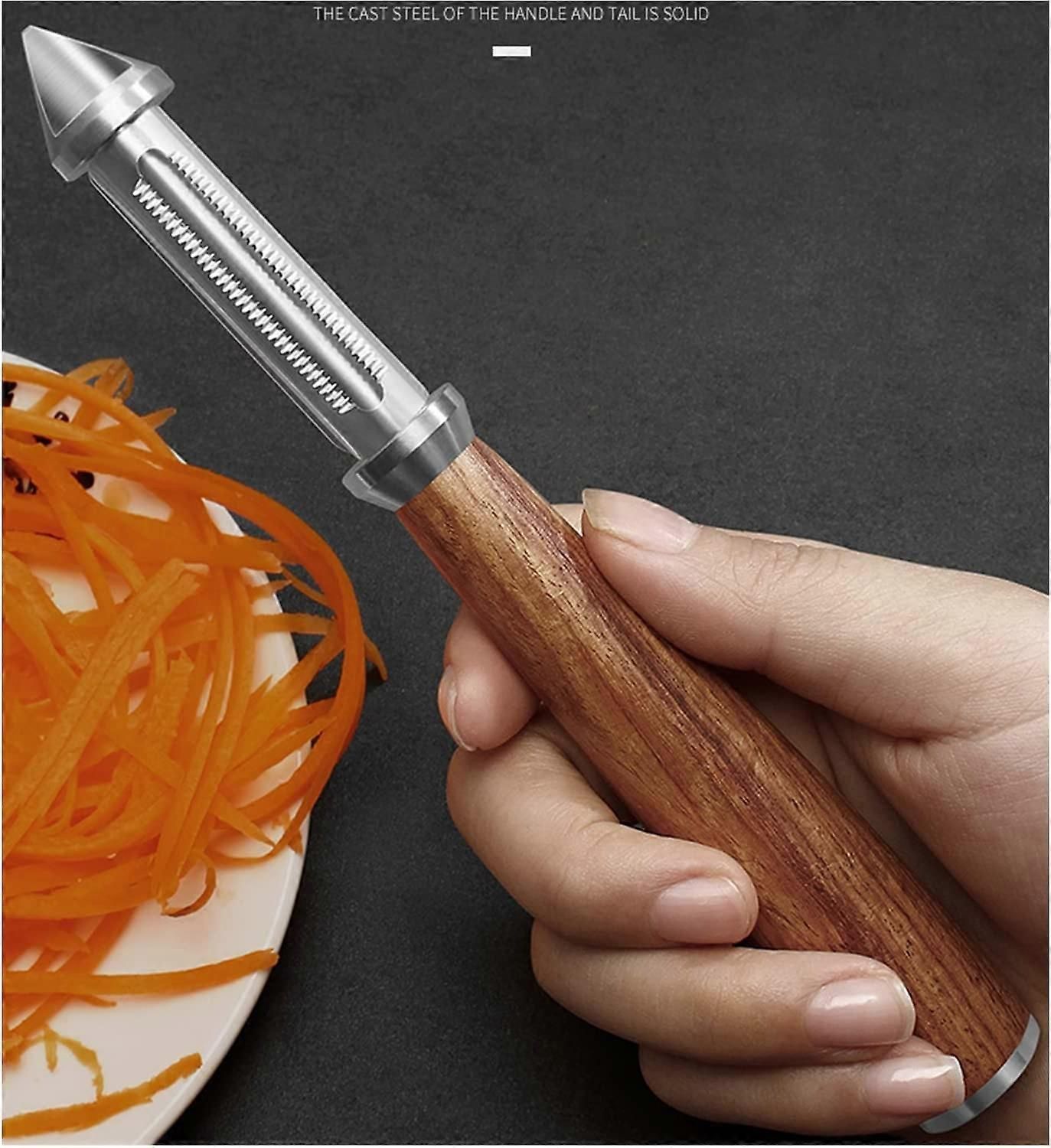 Universal Fruit & Vegetable Peeler - Extra Sharp Toothed Double Edge, Wooden Handle V1263-JX-6045