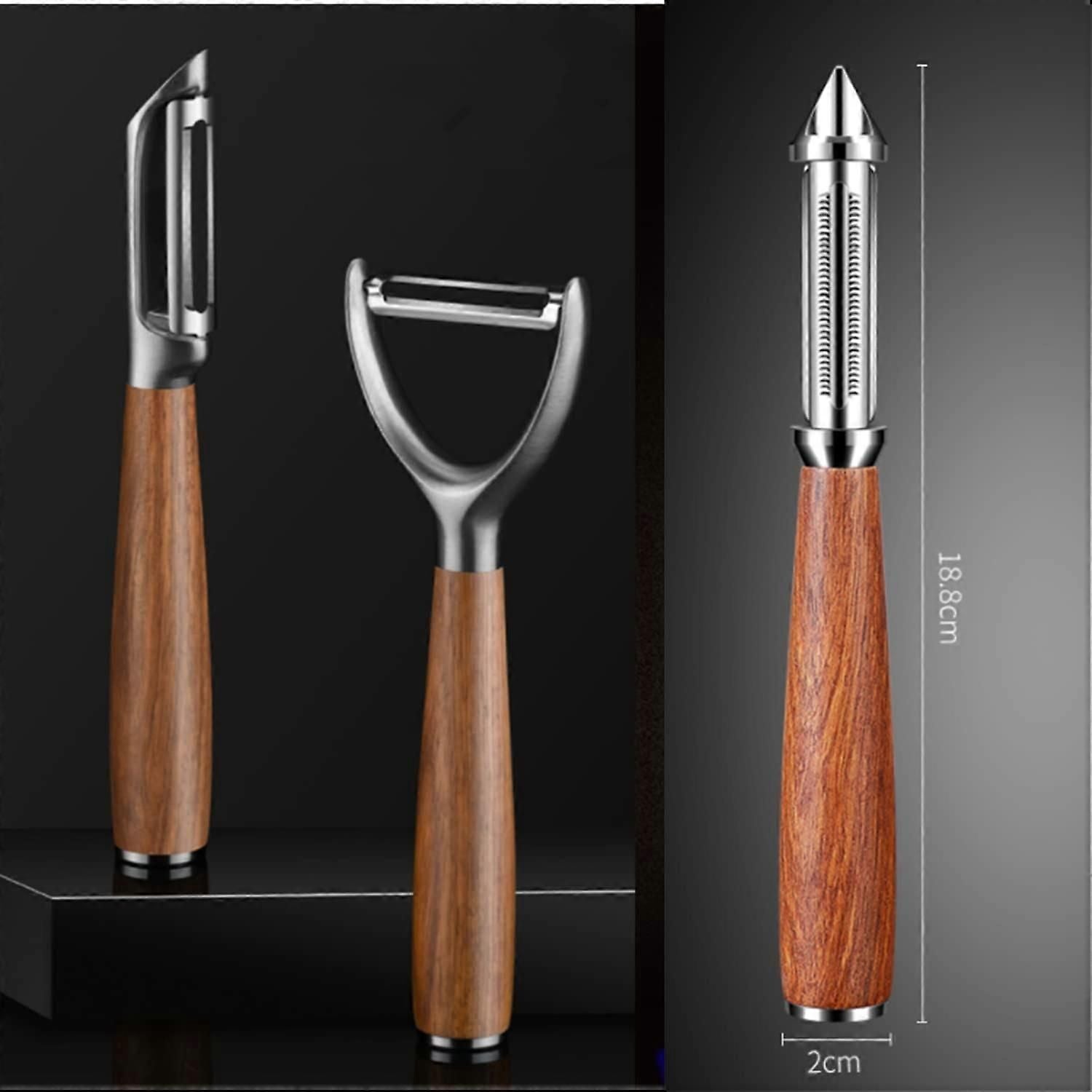 Universal Fruit & Vegetable Peeler - Extra Sharp Toothed Double Edge, Wooden Handle V1263-JX-6045