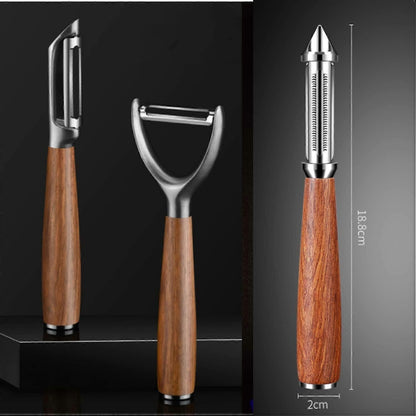 Universal Fruit & Vegetable Peeler - Extra Sharp Toothed Double Edge, Wooden Handle V1263-JX-6045