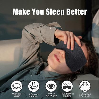Super Soft Cotton Sleep Mask - Breathable, Adjustable, with Earplugs & Travel Pouch V1263-JX-6054