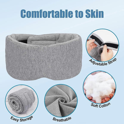 Super Soft Cotton Sleep Mask - Breathable, Adjustable, with Earplugs & Travel Pouch V1263-JX-6054