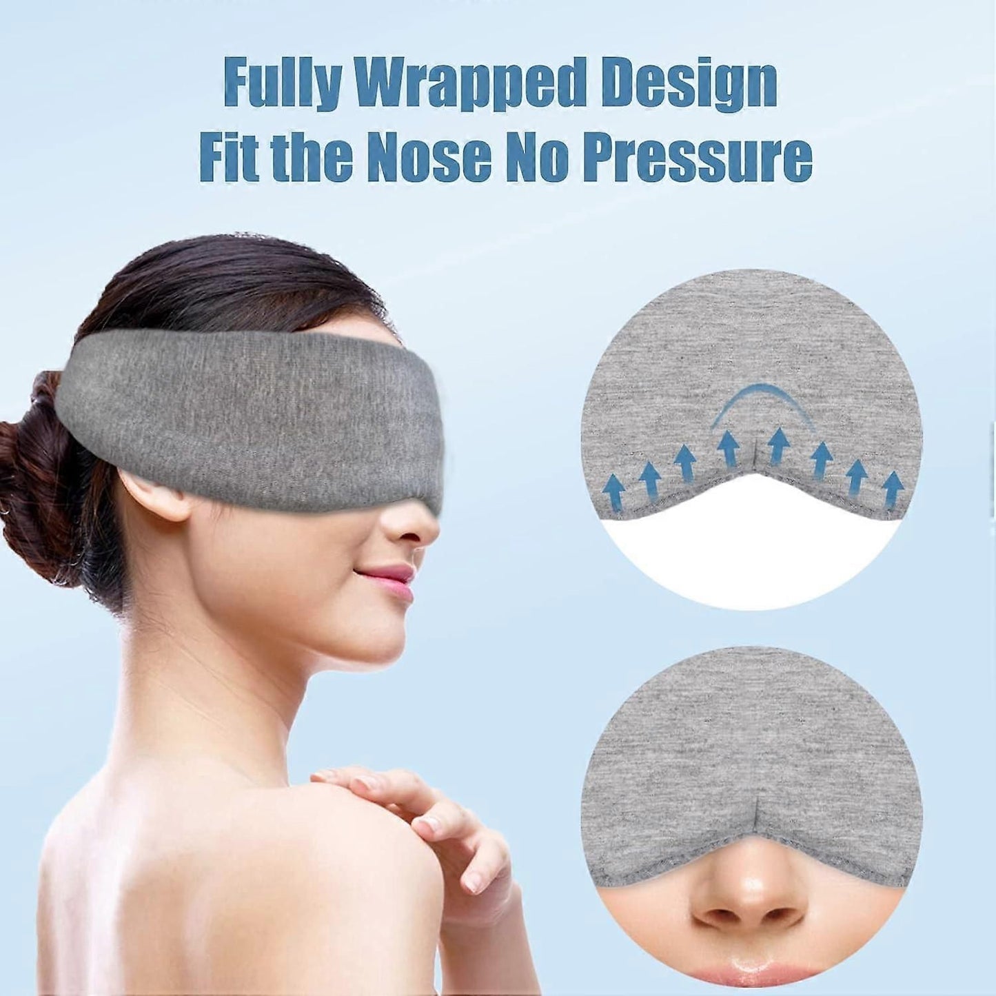 Super Soft Cotton Sleep Mask - Breathable, Adjustable, with Earplugs & Travel Pouch V1263-JX-6054