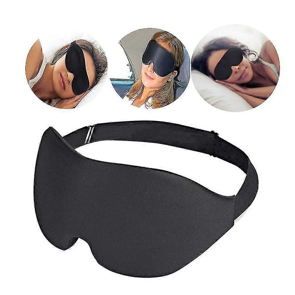 2pcs 3D Silk Sleep Mask - Black, Adjustable, Memory Foam V1263-JX-6055