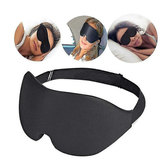 2pcs 3D Silk Sleep Mask - Black, Adjustable, Memory Foam V1263-JX-6055