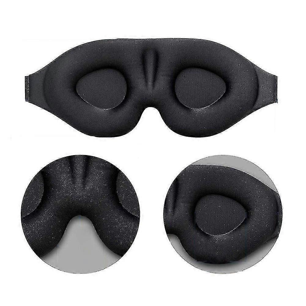 2pcs 3D Silk Sleep Mask - Black, Adjustable, Memory Foam V1263-JX-6055