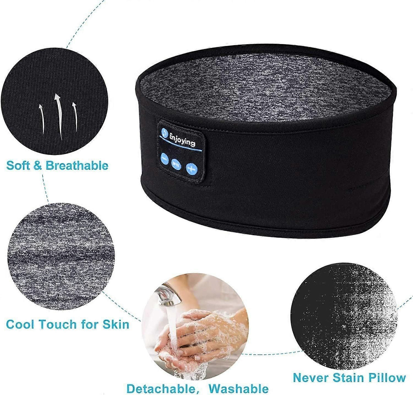 Bluetooth 5.0 Sleep Mask - Wireless Headphones, Blackout, Soft Fabric V1263-JX-6059