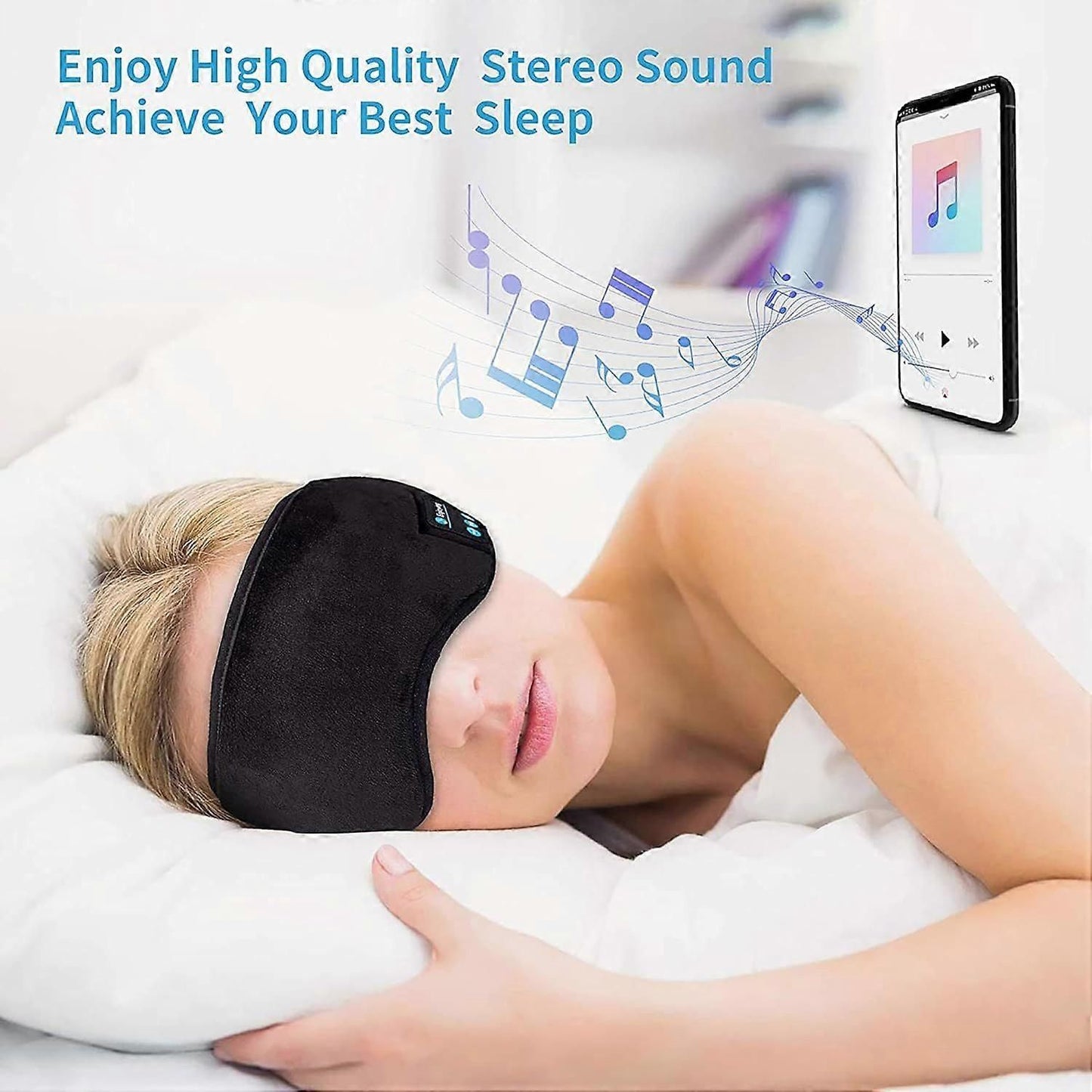 Bluetooth 5.0 Sleep Mask - Wireless Headphones, Blackout, Soft Fabric V1263-JX-6059