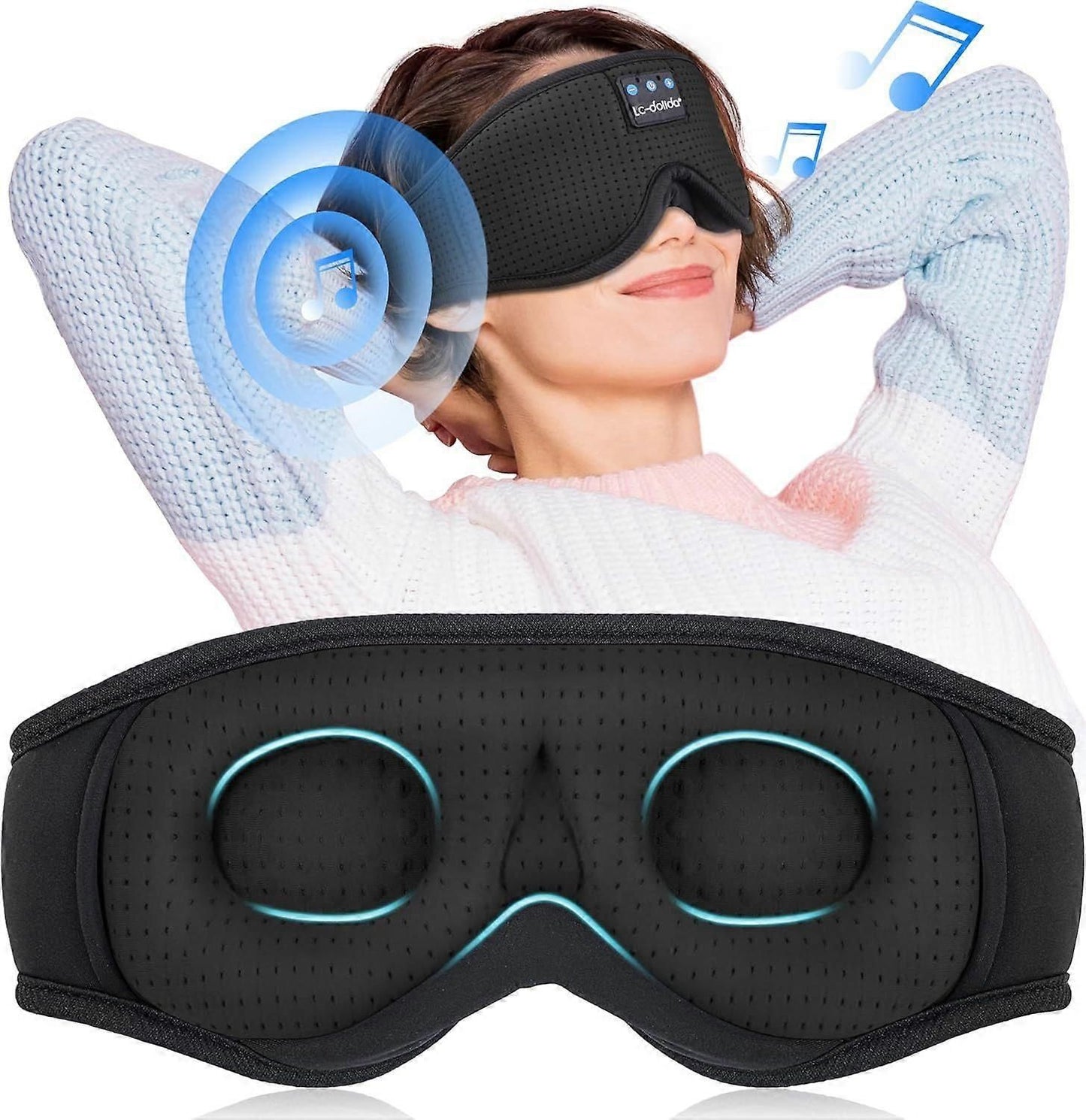 3D Sleep Mask with Bluetooth Headphones - Wireless 5.4, 13H Playtime, Light Blocking V1263-JX-6060