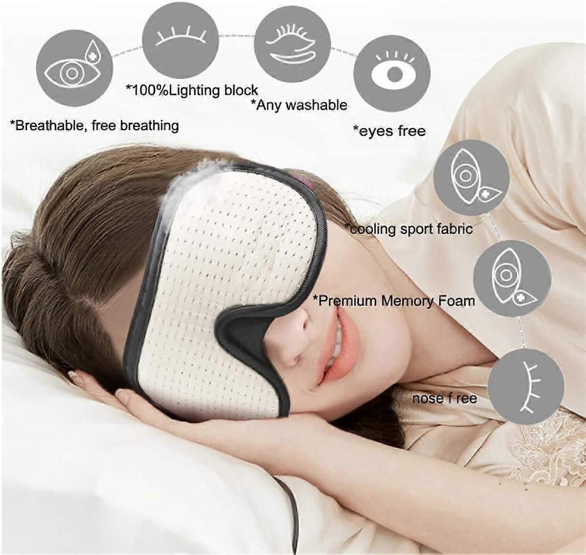 3D Light Blocking Sleep Mask - Padded, Sleep Aid, Memory Foam V1263-JX-6063
