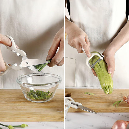 5-Piece Kitchen Gadget Set - Stainless Steel with Wooden Handles, Storage Box V1263-JX-6068
