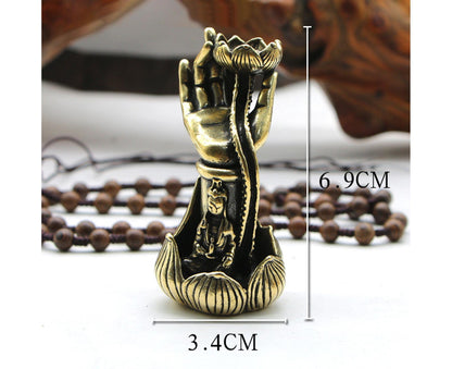 Lotus Shape Backflow Incense Burner Non-fading Brass Traditional Censer Burner for Table- L V1263-JX-607