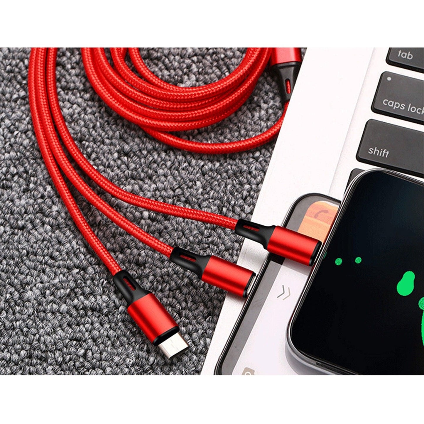 3-in-1 Multi USB Charger Cable for Micro USB Type C and Apple Devices V1263-JX-6100-2